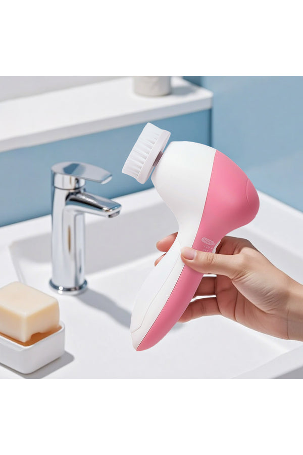 Five-In-One Electric Cleansing Brush Set Powered by Batteries for Cleaning Pores