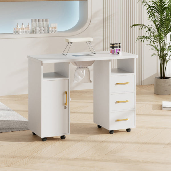 The Portable Nail Table with Charging Station, Dust Collector and Wrist Pad