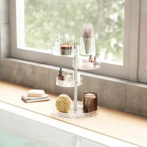 Clear 5 Tiers Adjustable Height Rotating Makeup Organizer