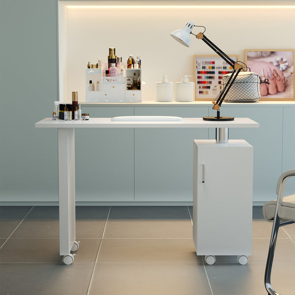 120cm White Manicure Table Salon Station with Storage