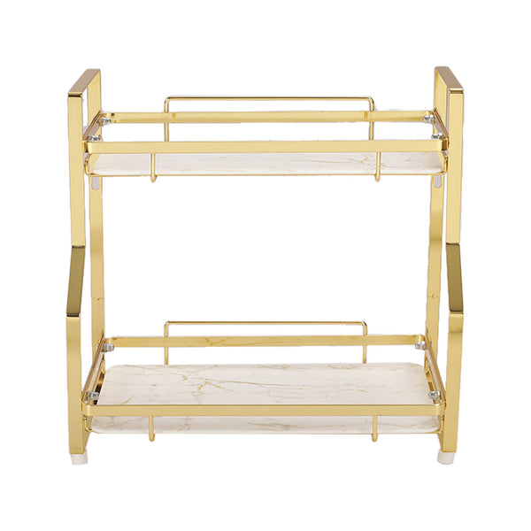 2 Tier Kitchen Bathroom Gold Storage Organiser Rack