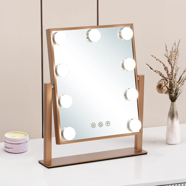 Rose Gold Rectangular Hollywood Vanity Mirror-30.5 x 35.5cm