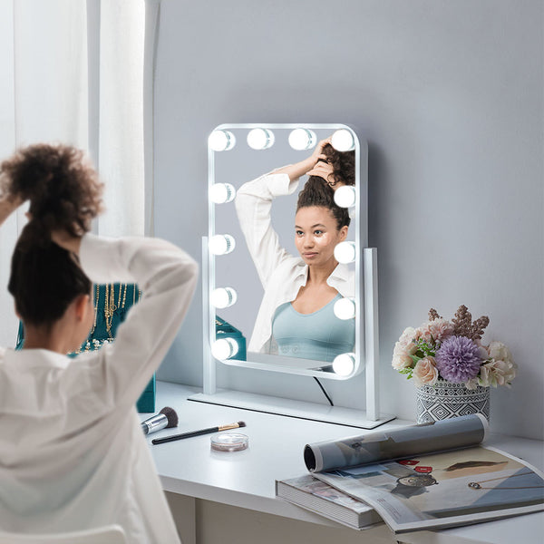 White Hollywood Vanity Makeup Mirror with 12 Bulbs-36x48cm