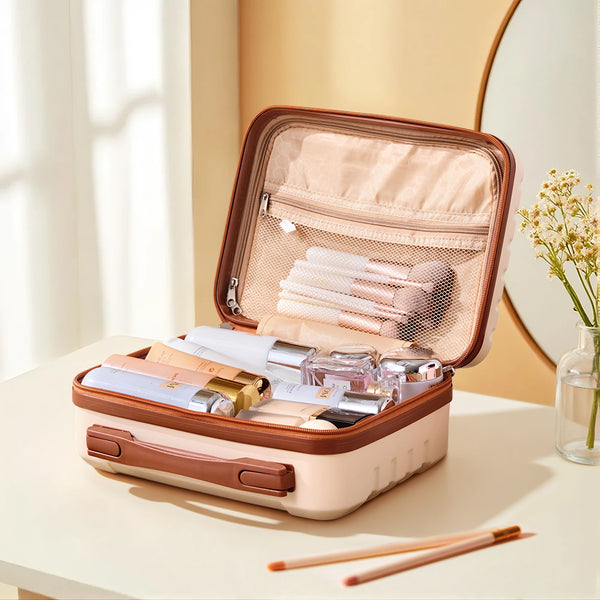 Portable Cosmetic Bag For Home and Travel, 14-Inch Hard Shell Type