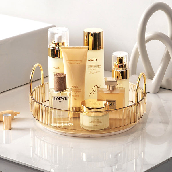 Sleek Transparent Makeup Organizer with 360-Degree Rotation
