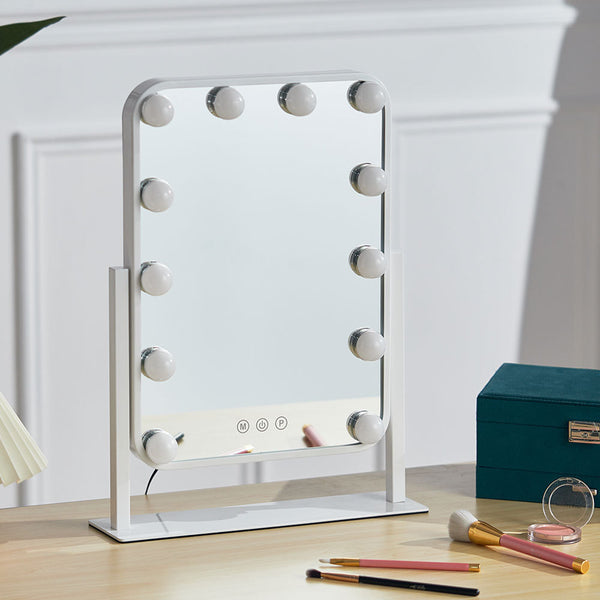 White Hollywood Vanity Makeup Mirror with 12 Bulbs-36x48cm