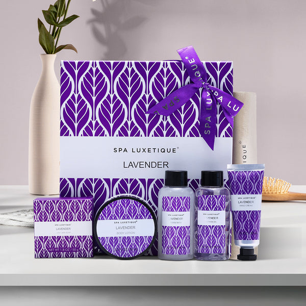 6 Pcs Lavender Spa Bath Gift Set Travel Pamper Box