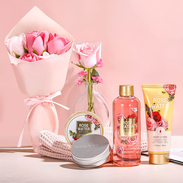 5 Pcs Luxury Organic Rose Bath Spa Gift Set