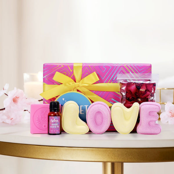 7 Pcs Luxurious Rose and Lavender Bath Bomb Spa Set