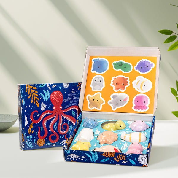 9 Pcs Natural Fragrance Lovely Sea Animal Bath Bomb Set