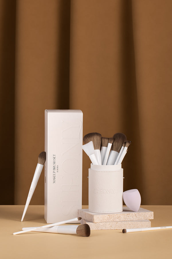16 Pcs Pure White Professional Makeup Brush Set for Foundation Powder Concealers Eye Shadows Blush
