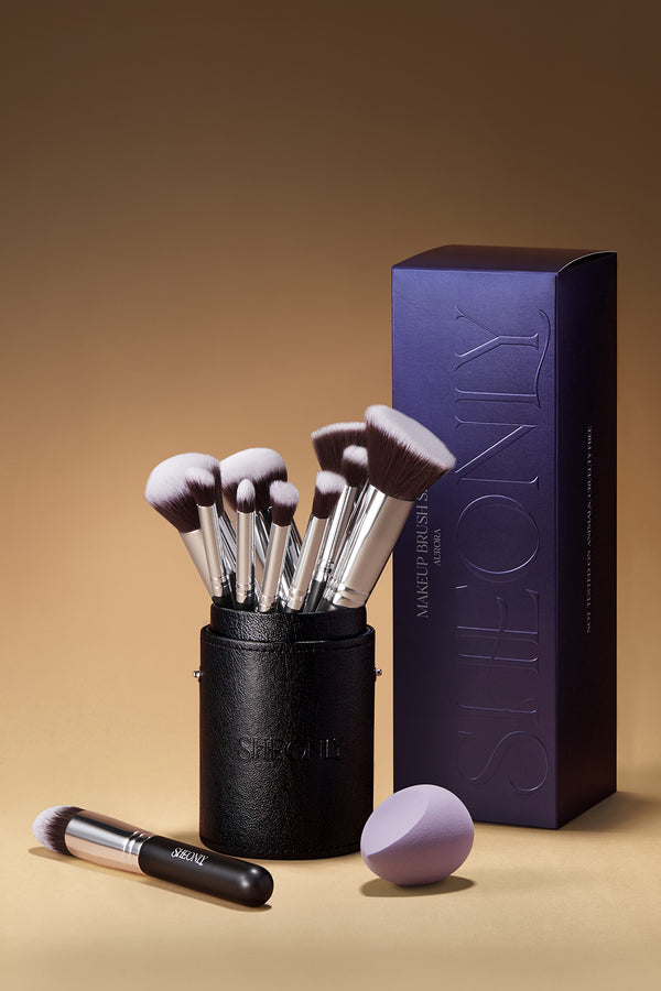 10 Pcs Black Professional Makeup Brush Set for Foundation Powder Concealers Eye Shadows Blush