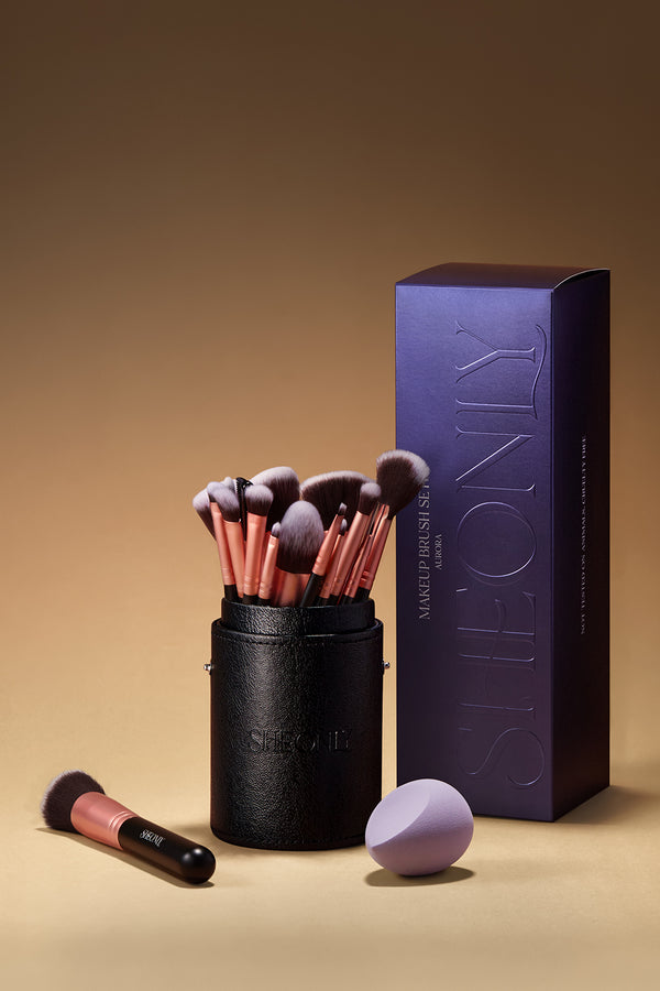 16 Pcs Midnight Black Professional Makeup Brush Set for Foundation Powder Concealers Eye Shadows Blush