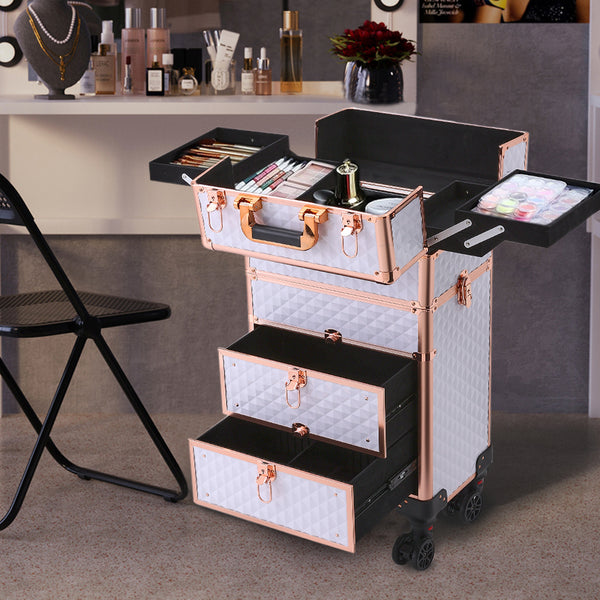 4 in 1 Multi-functional Cosmetic Trolley Case with Detachable Beauty Storage Box