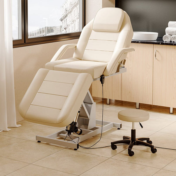 Electric Facial 180° Angle Massage Bed Salon Chair White