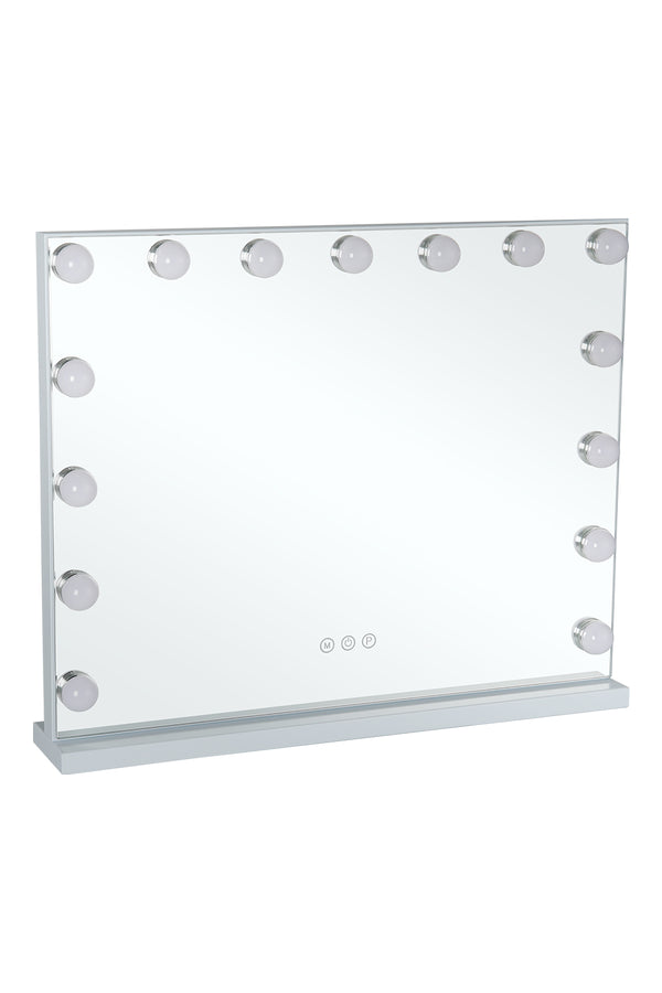 Frameless White Rectangle Hollywood LED Lighted Cosmetic Mirror-58 x 46cm