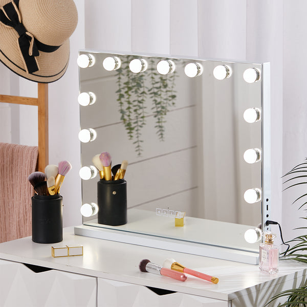 White Hollywood LED Vanity Mirror with Bluetooth-58 x 46cm