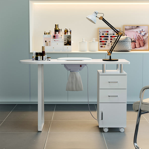 White Wooden Nail Station with Dust Collector