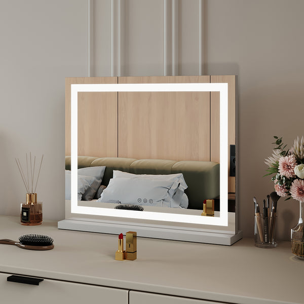 Contemporary Tabletop Vanity Mirror with LED Light-50x42cm