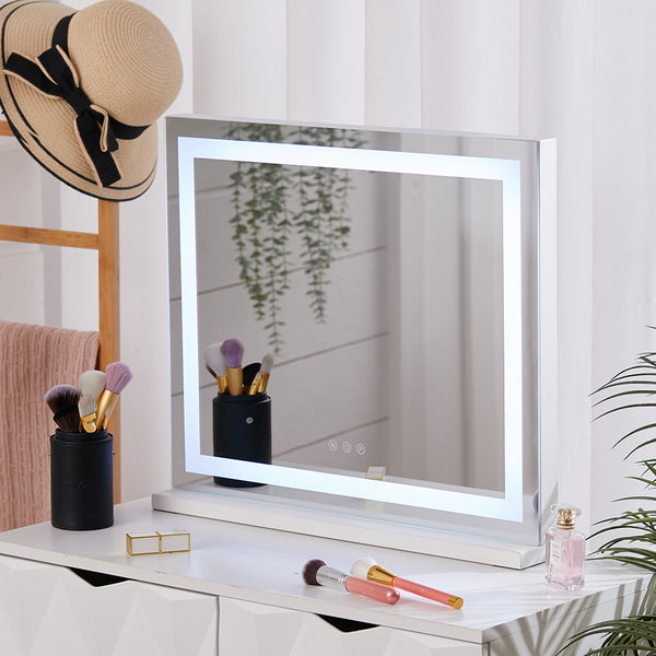 Contemporary Tabletop Vanity Mirror with LED Light-50x42cm