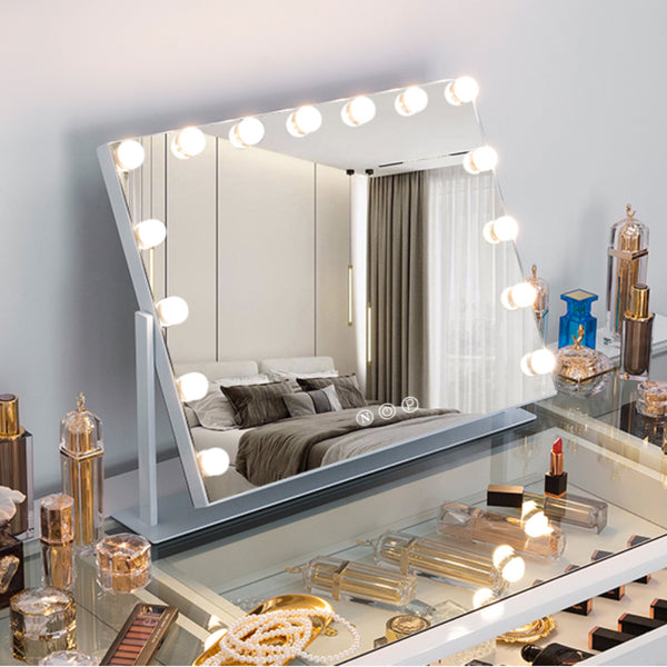 White Hollywood Vanity LED Lighted Makeup Mirror-50x65cm