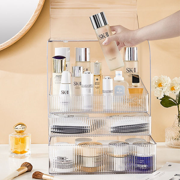 3-Tier Transparent Cosmetics Storage Organizer