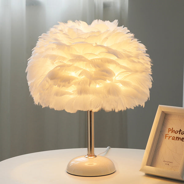 Ceramic Feather Table Lamp with LED Light