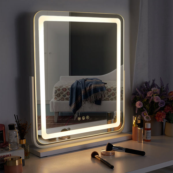 White Rectangle Frameless LED Makeup Vanity Mirror-48x59cm