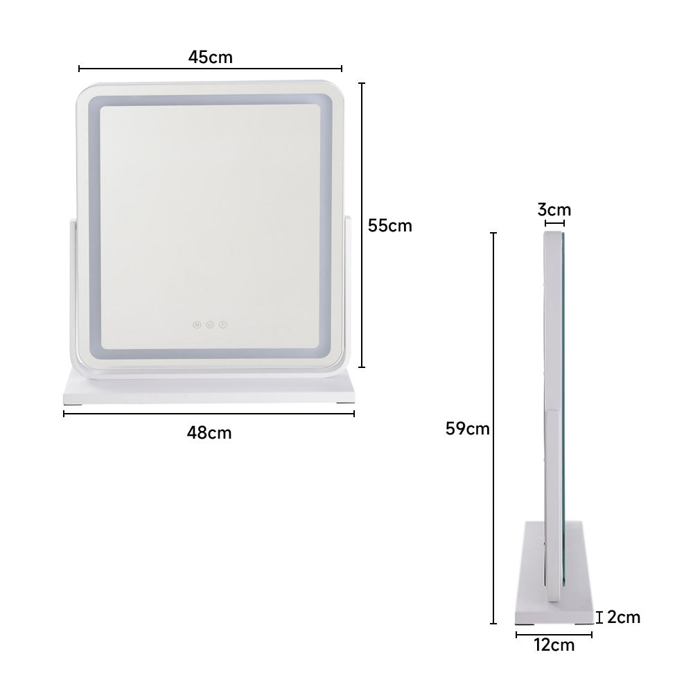 White Rectangle Frameless LED Makeup Vanity Mirror-48x59cm – Sheonly