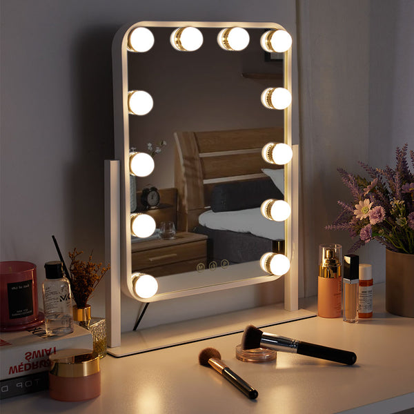 White Hollywood Vanity Makeup Mirror with 12 Bulbs-36x48cm