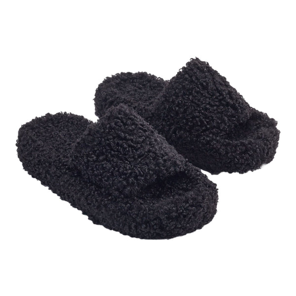 Open Toe Plush Cotton Slippers