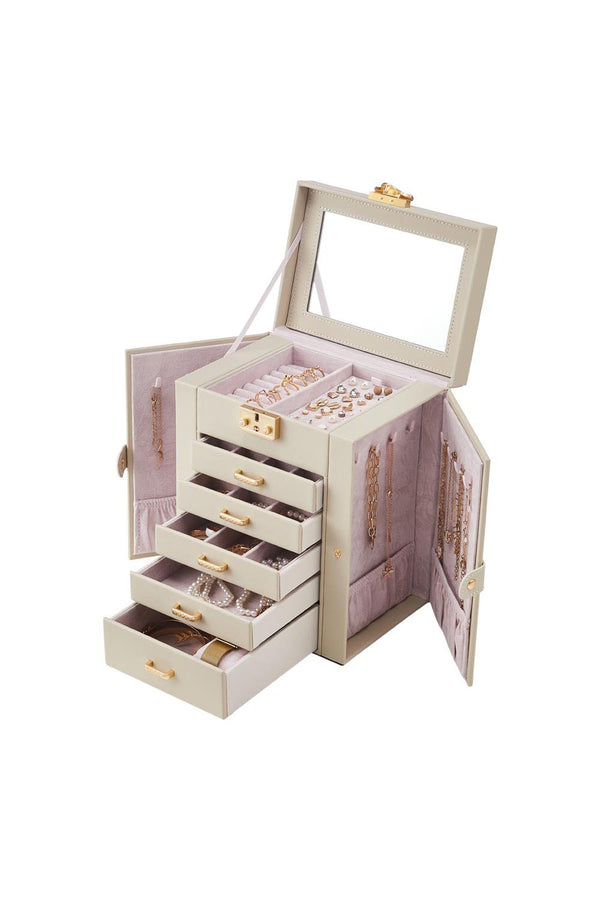 Drawer-style Jewelry Storage Box with Lock and Mirror