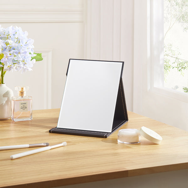 Portable PU Leather Compact Tabletop Mirror