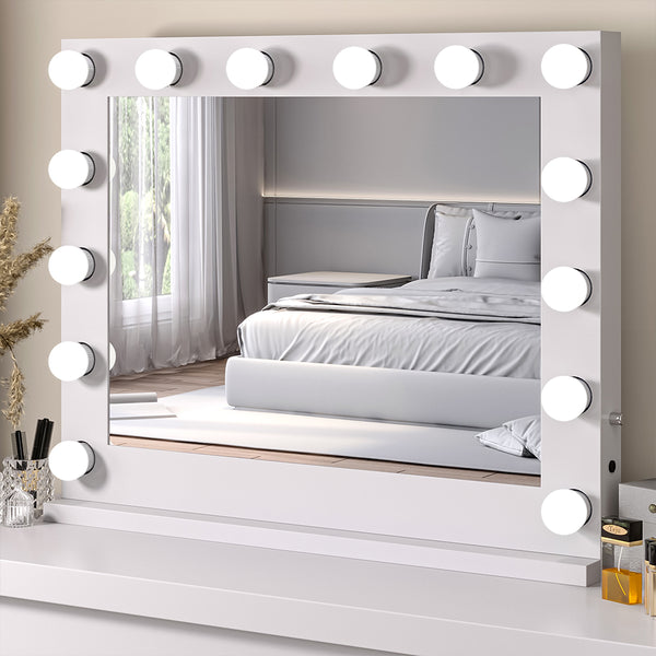 Large Rectangle Hollywood Lighted Makeup Mirror for Tabletop -80x65 cm