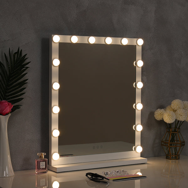 Wood Hollywood Style Makeup Mirror with 3 adjustable colour-52 x 64.5cm