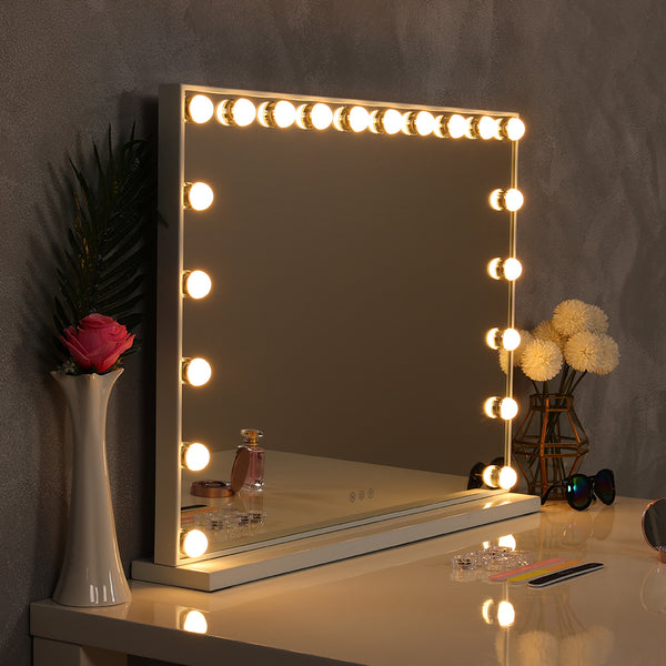 Hollywood Style Lighted Rectangular Makeup Mirror with Base-80x62.5cm