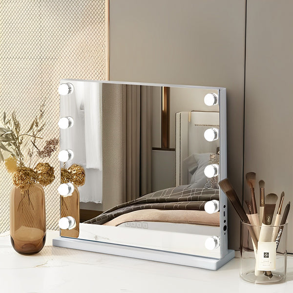 White Hollywood LED Vanity Mirror with Bluetooth-58 x 46cm