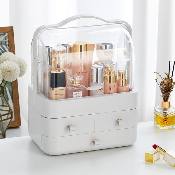 White Portable Dustproof Makeup Storage Box