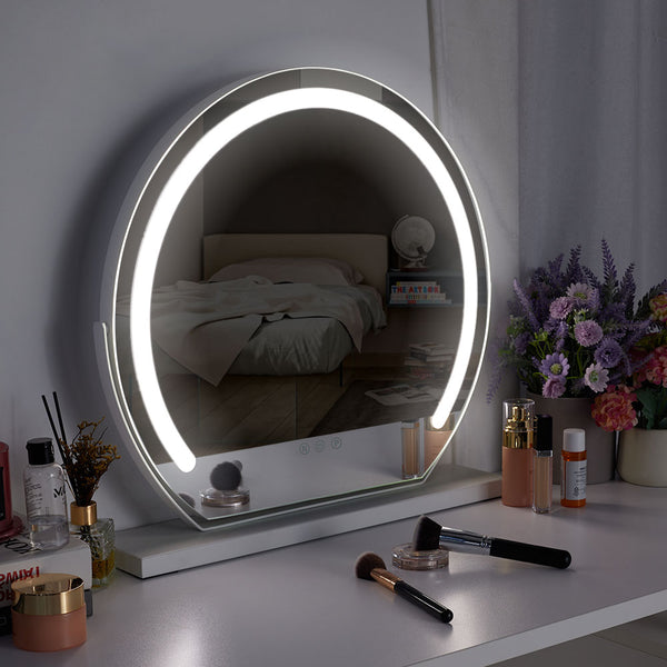 White Round Vanity LED Lighted Makeup Mirror