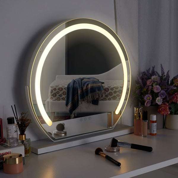 White Round Vanity LED Lighted Makeup Mirror