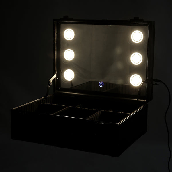 Black Lighted Cosmetic Travel case with Mirror