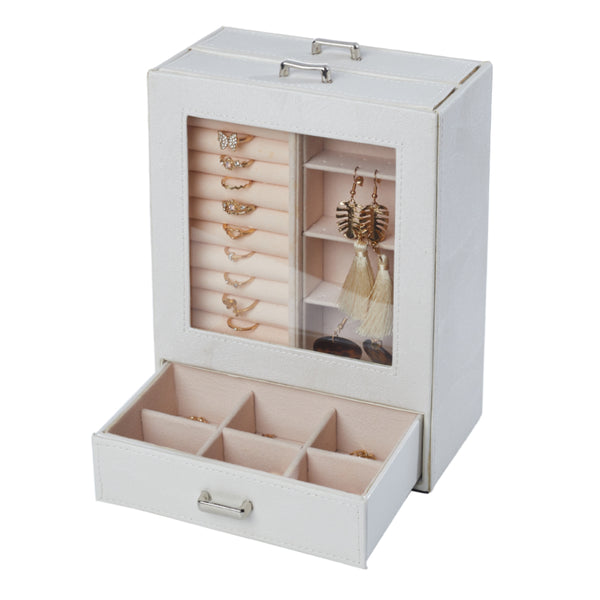 Free Standing Faux Leather Jewellery Box with Drawer