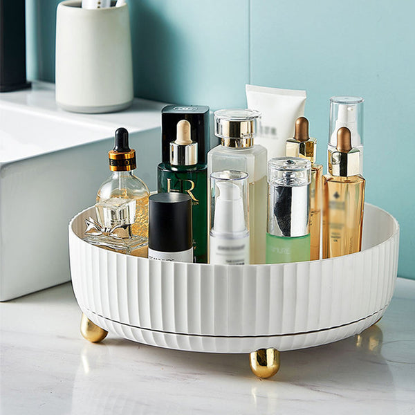 Rotating Round Spice Storage Rack Tray Turntable Makeup Organizer