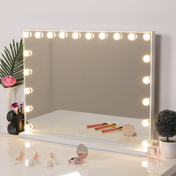 Hollywood Style Lighted Rectangular Makeup Mirror with Base-80x62.5cm