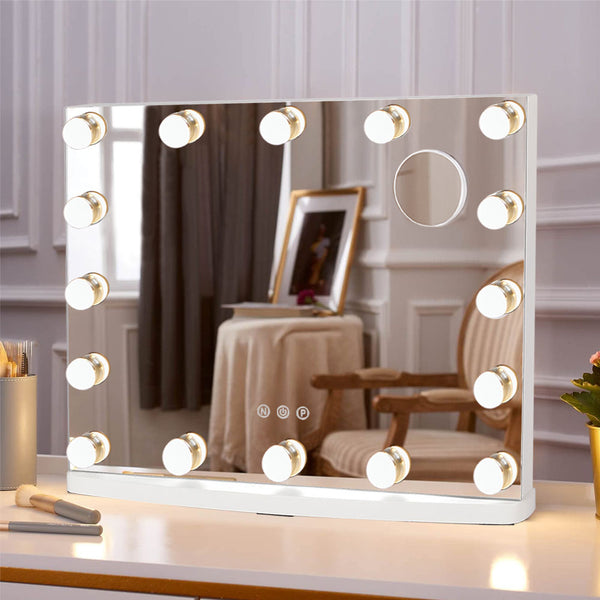 Desktop Square LED Vanity Mirror With 16 bulbs and  50cm W