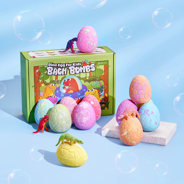 12Pcs Dino Egg Bath Bomb Kit with Dinosaur Toy Bath Bombs