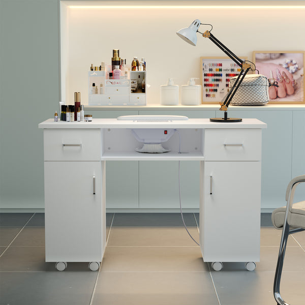 The Portable Nail Table with Dust Collector, Two Drawers and Two Cabinets