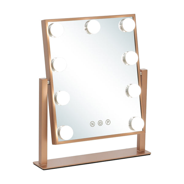 Rose Gold Rectangular Hollywood Vanity Mirror-30.5 x 35.5cm