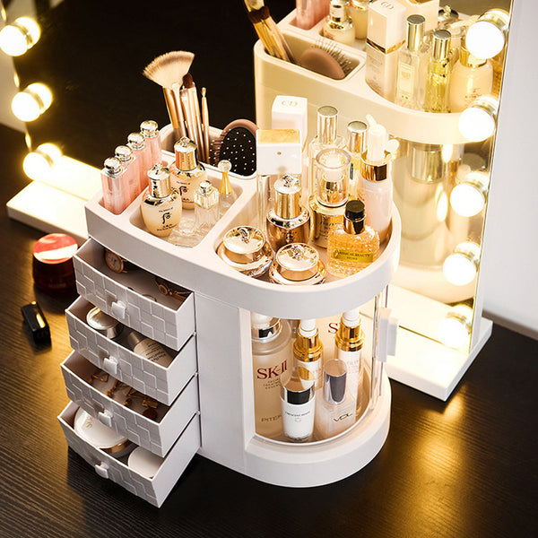 White Acrylic Makeup Cosmetic Organizer with 4 Drawers